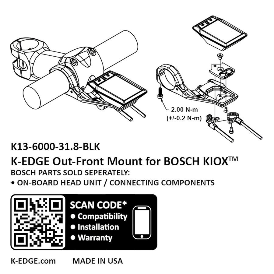 K Edge Bosch Kiox Out Front Computer Mount Black Bikeparts