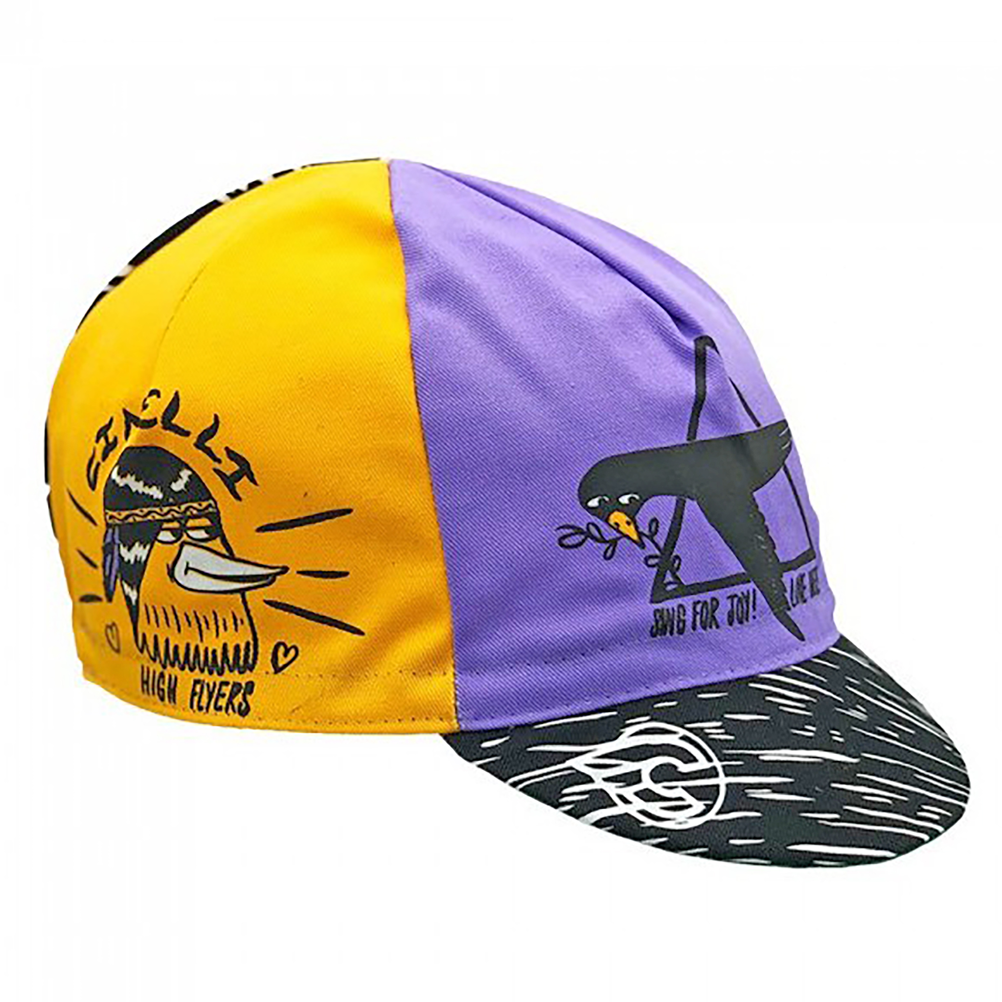 Cinelli Cycling Cap, Stevie Gee Art, High Flyers, Purple/Yellw