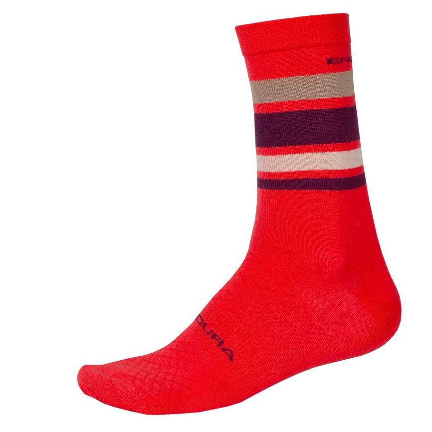 Endura BaaBaa Merino Stripe Sock, Pomegranate, S/M