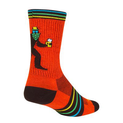 Sockguy Crew Brewfoot 6" Socks, 5-9, Orange-Green