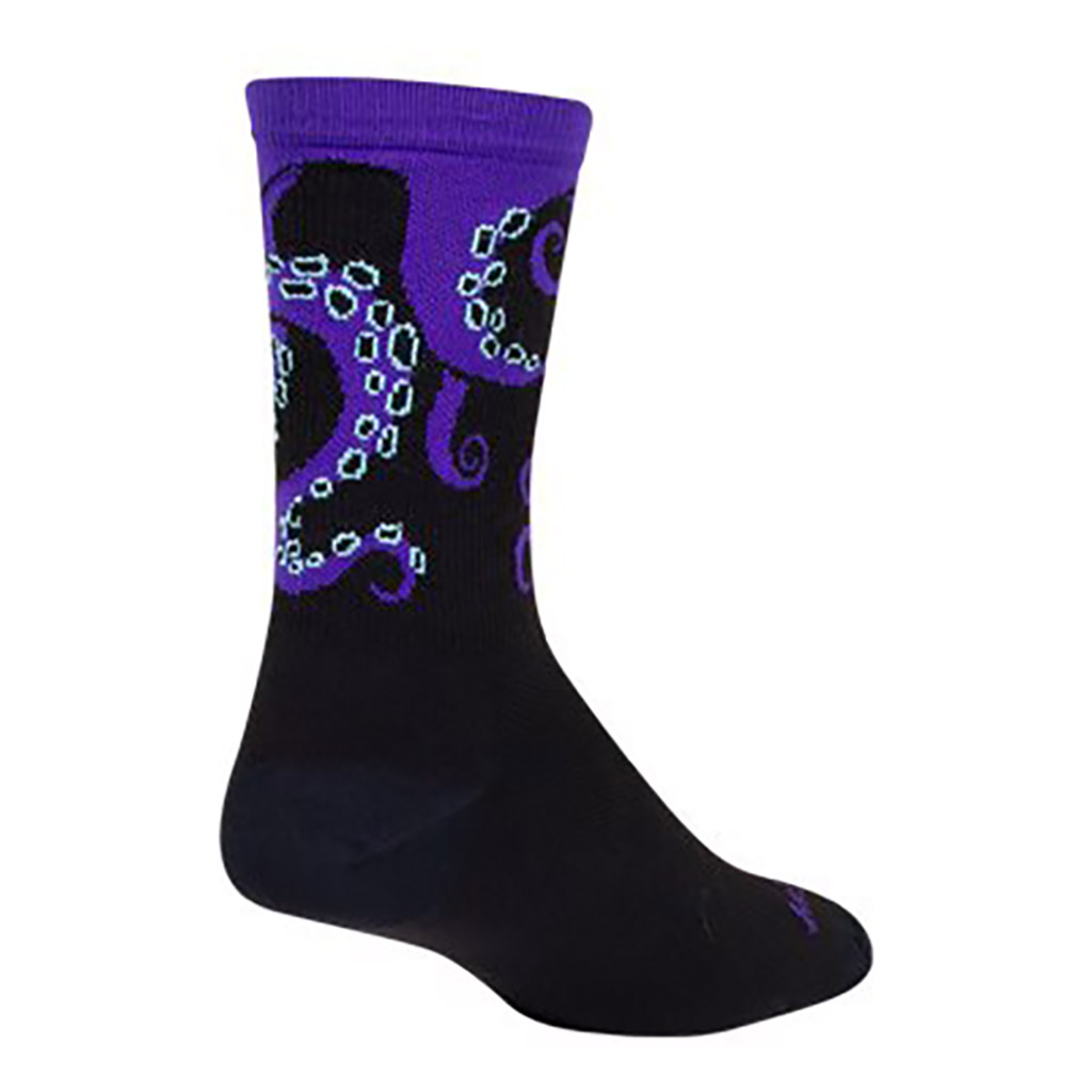 Sockguy Tentacool Crew 6" Socks, 5-9, Black/Purple