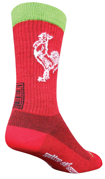 Sockguy Sriracha Acrylic Crew Socks, 5-6, Red/Green