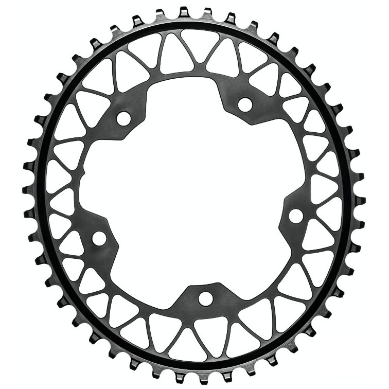 Absolute Black 5x110BCD Gravel 1X Oval Chainring, 44T - Black