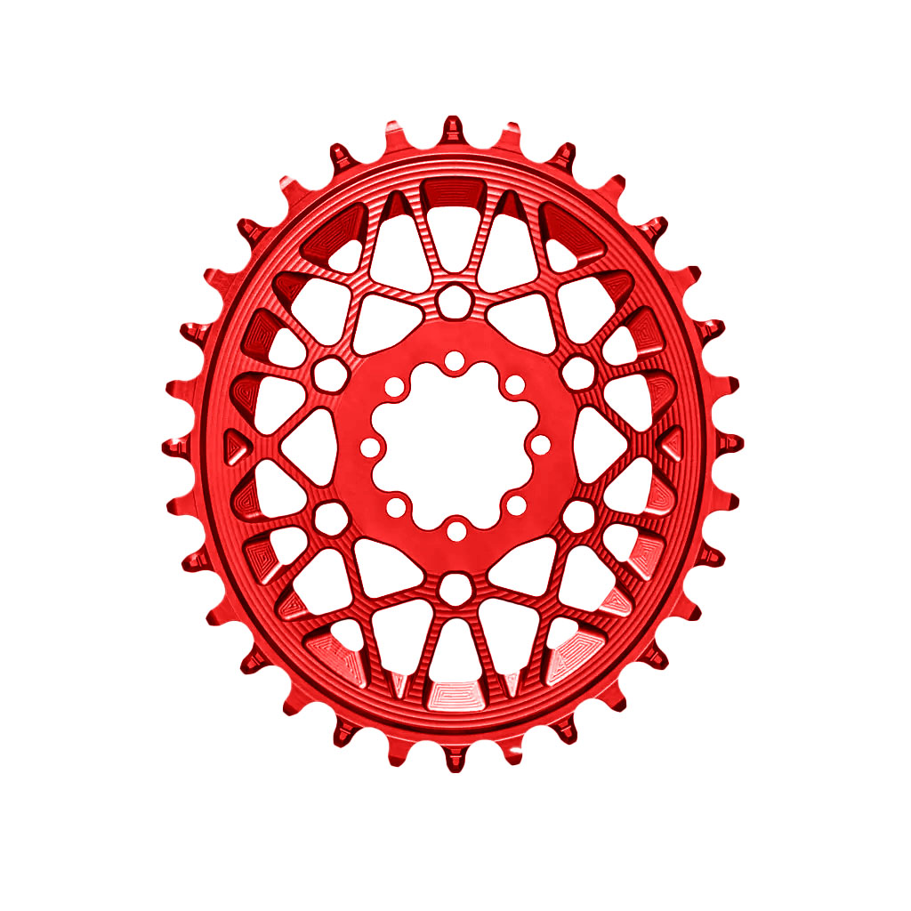 Absolute Black Oval SRAM T-Type DM 8-Hole Boost Chainring, 28T, Red