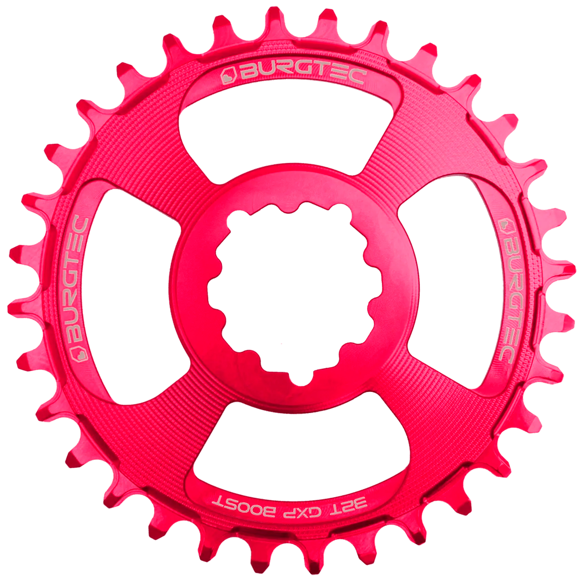Burgtec GXP Boost 3mm Thick Thin Chainring, 30T, Toxic Pink