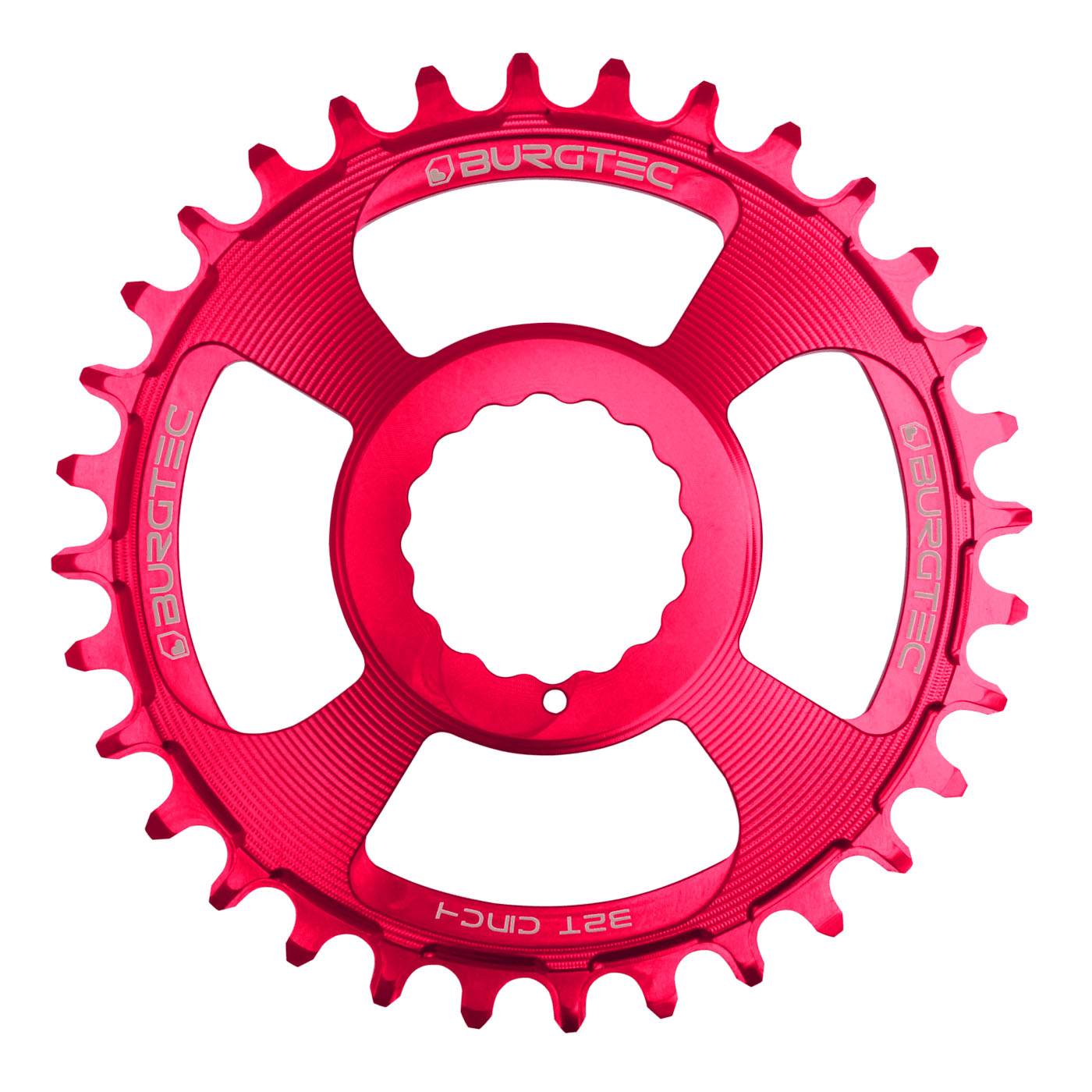 Burgtec 3mm Offset Thick Thin Chainring SRAM 8-Bolt, 34T, Pink