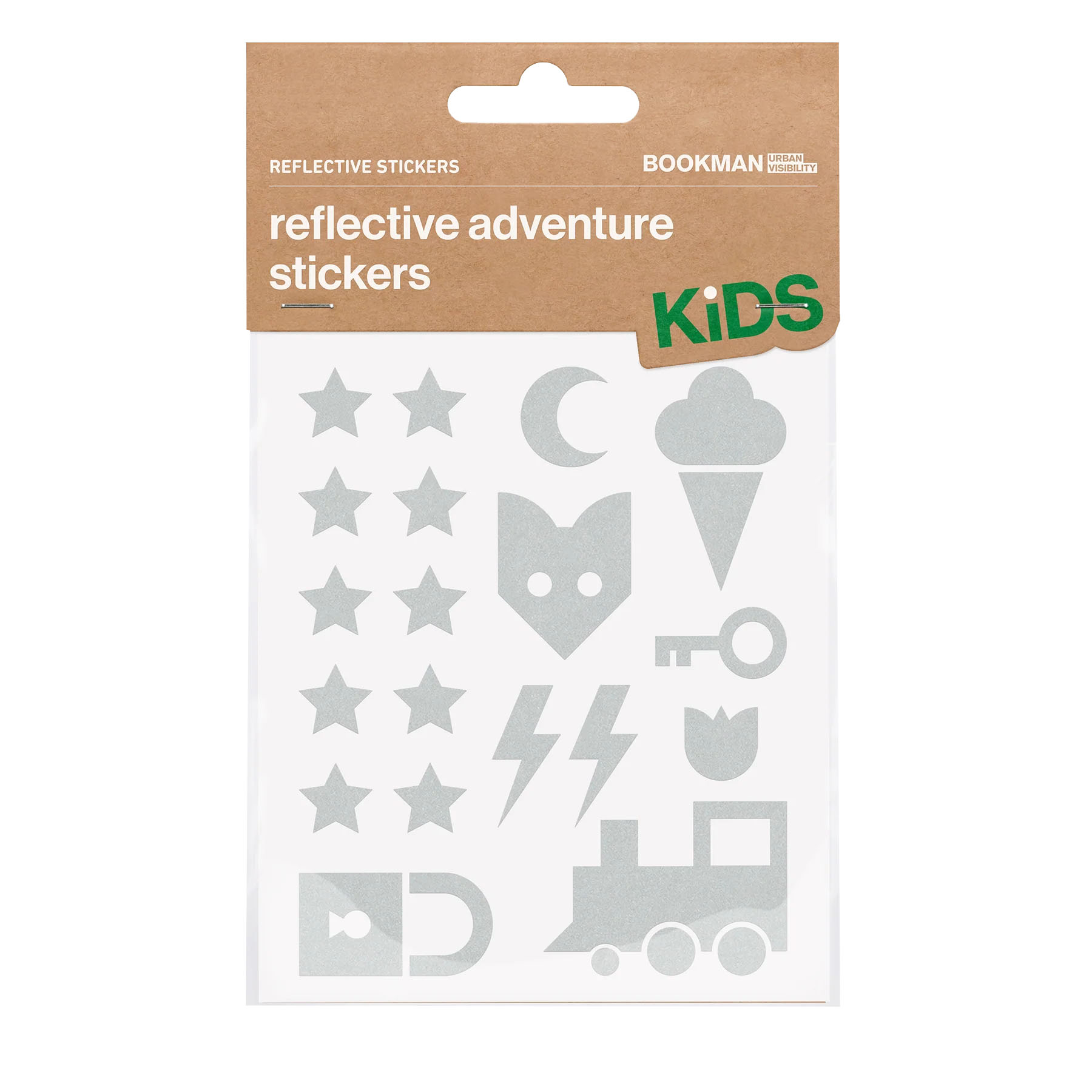 Bookman Visibility Reflective Stickers, Adventure, White