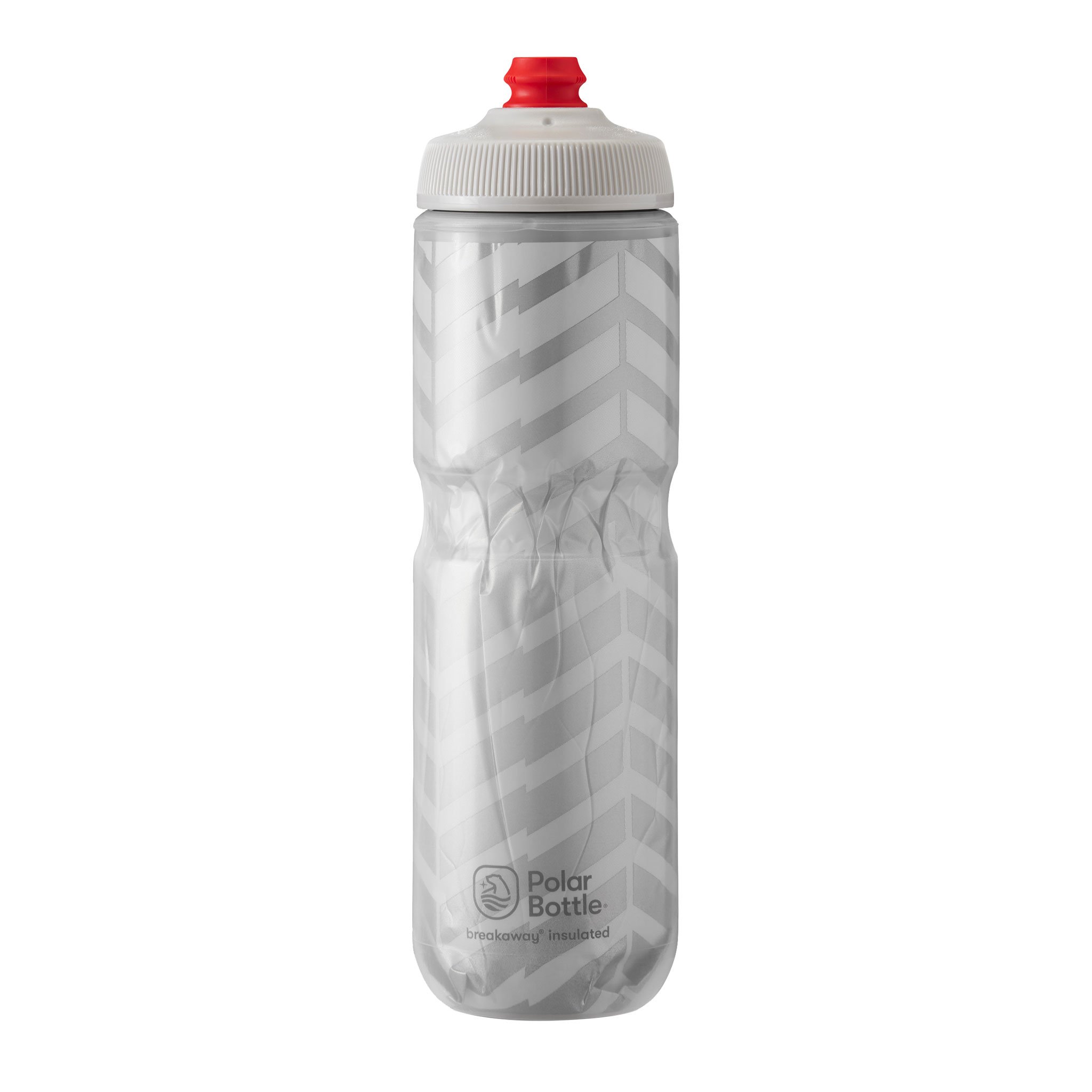 Polar Bottle Breakaway Water Bottle, Bolt White/Silver, 24oz 