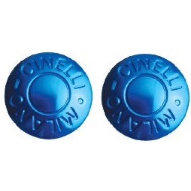 Cinelli Bar End Plugs, Cinelli Milano, Blue Ano, Pair