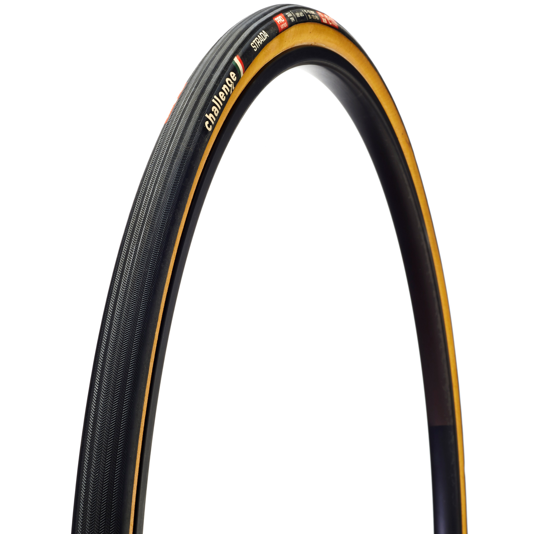 Challenge Tire Strada Pro Tubular Tire, 700x25 Black/tanwall