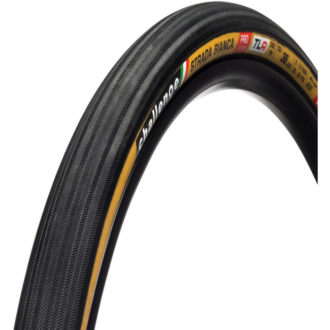 Challenge Tire Strada Bianca Pro TLR Tire, 700 x 36 Black/Tan
