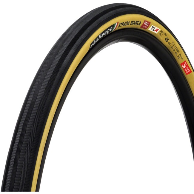 Challenge Tire Strada Bianca Pro TLR Tire, 700 x 45 Black/Tan
