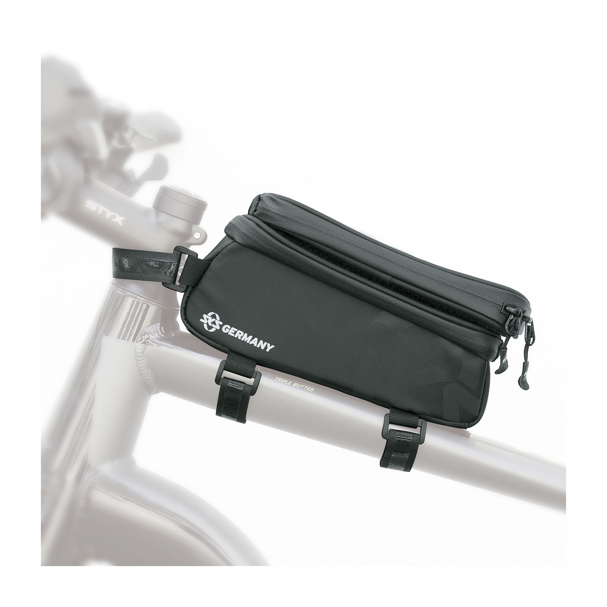SKS Explorer Smart Top Tube Bag, 1.4L, Strap Mount, Black