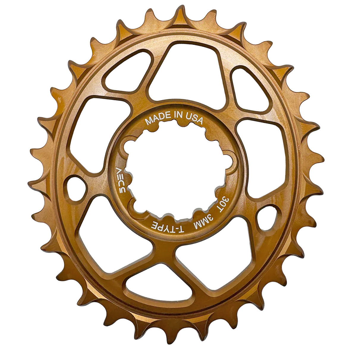 5Dev T-Type Oval 3-Bolt Chainring, 3mm Offset, 30T, Kash