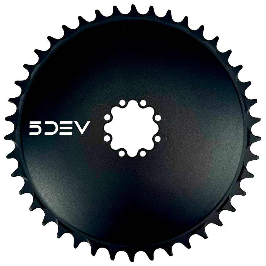 5Dev Aluminum Aero Chainring, 8-Bolt Sram, 52T, Black 