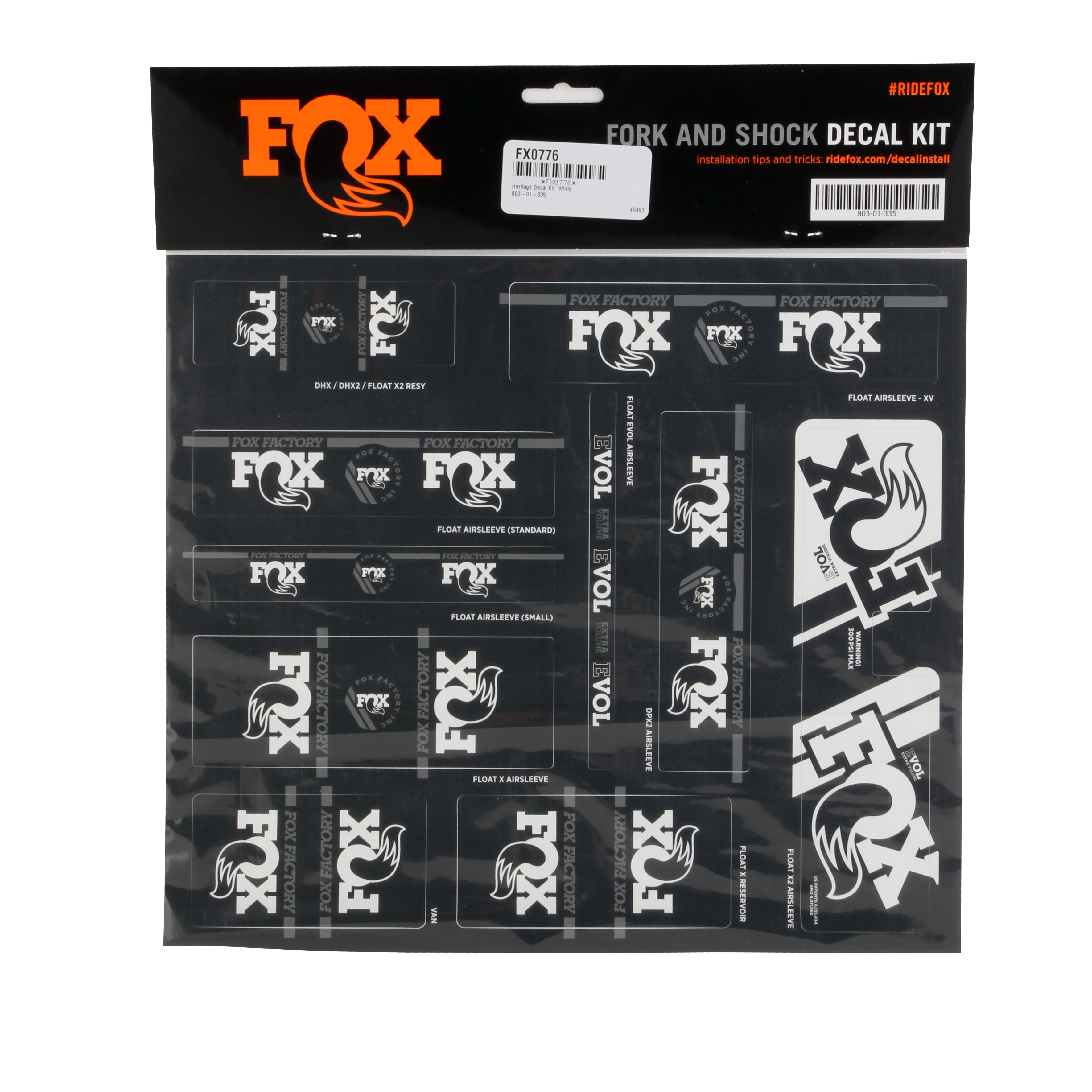 Fox Shox Heritage Decal Kit, White