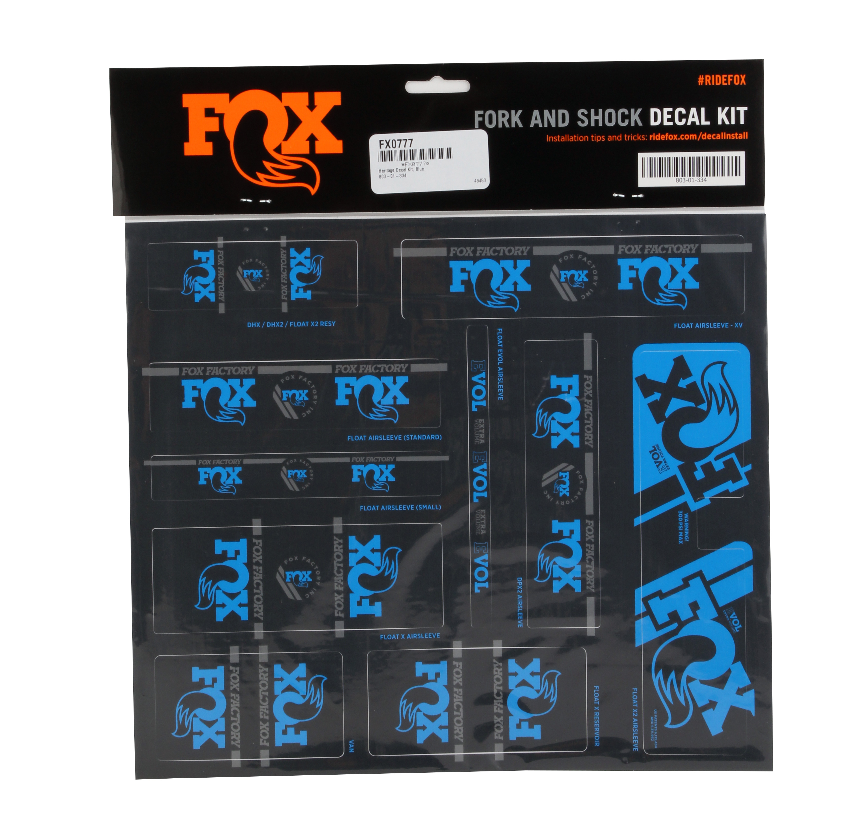 Fox Shox Heritage Decal Kit, Blue