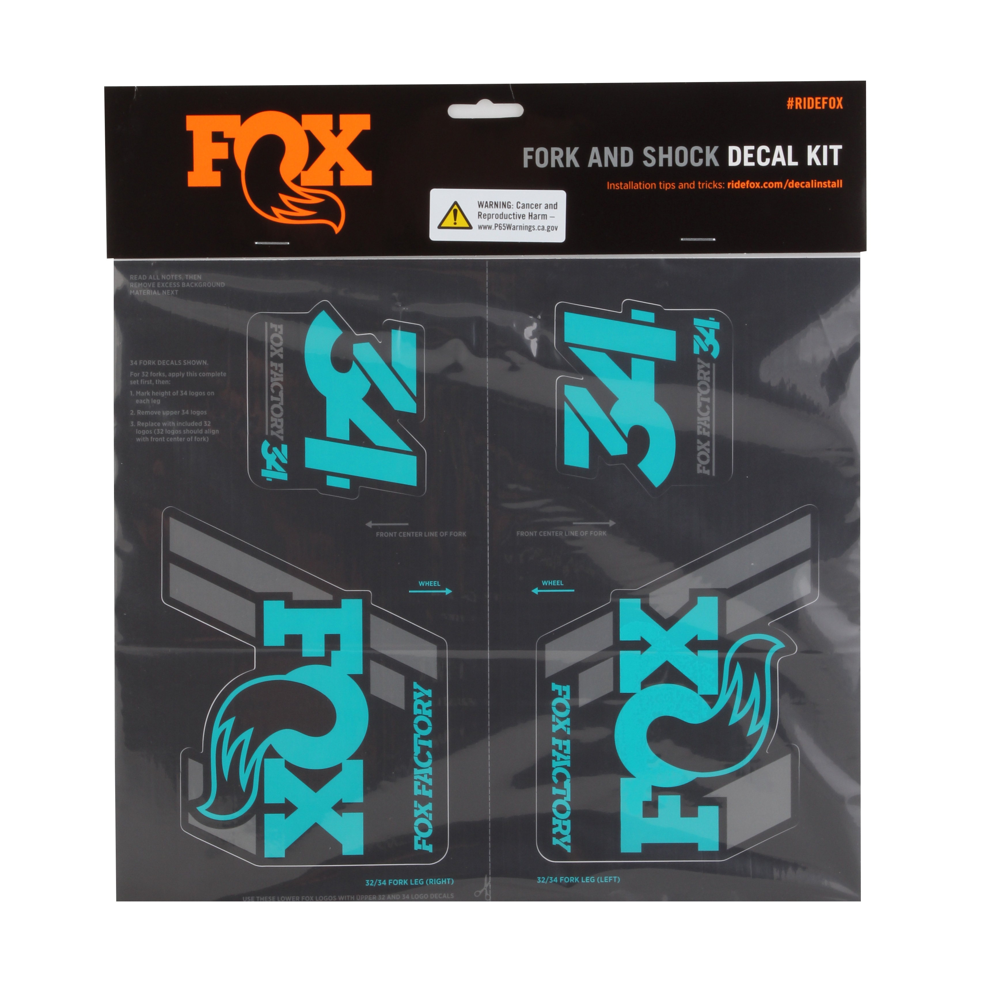 Fox Shox Heritage Decal Kit, Turquoise