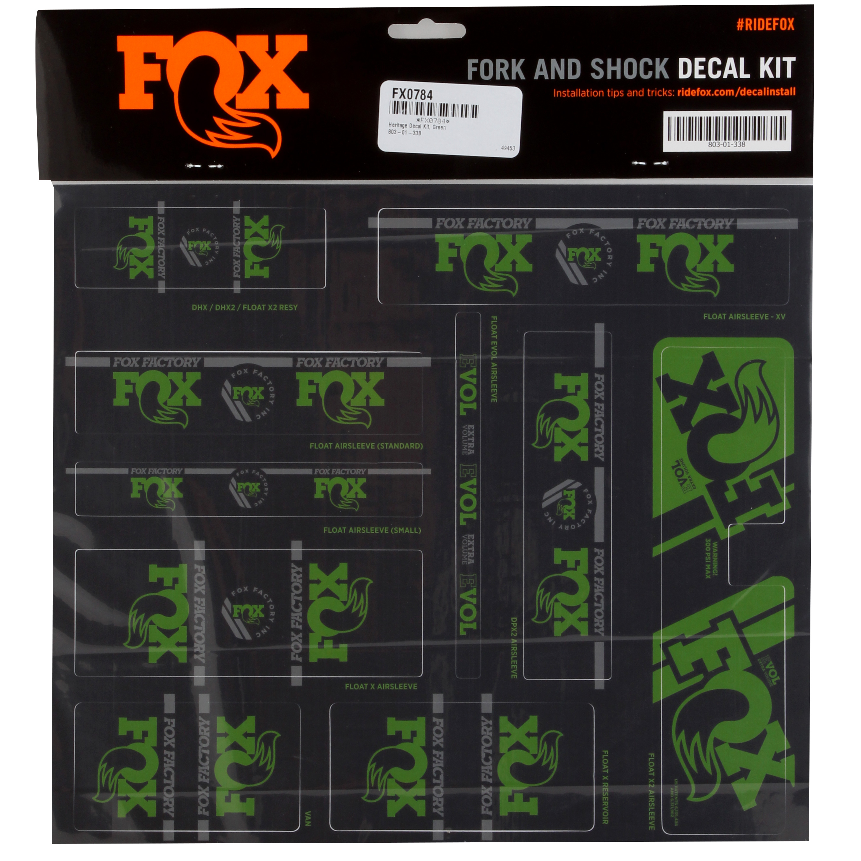 Fox Shox Heritage Decal Kit, Green