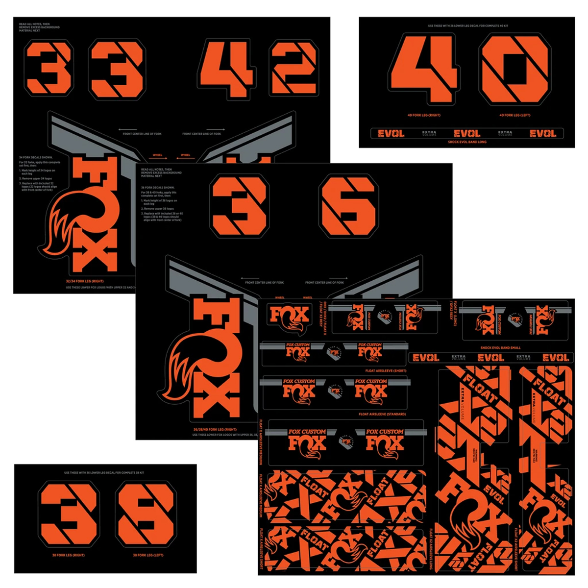 Fox Shox Custom Decal Kit, Factory Orange