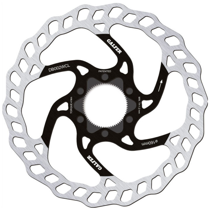 Galfer 160mm Rotor, Center Lock, 1.8mm,  Black/Silver