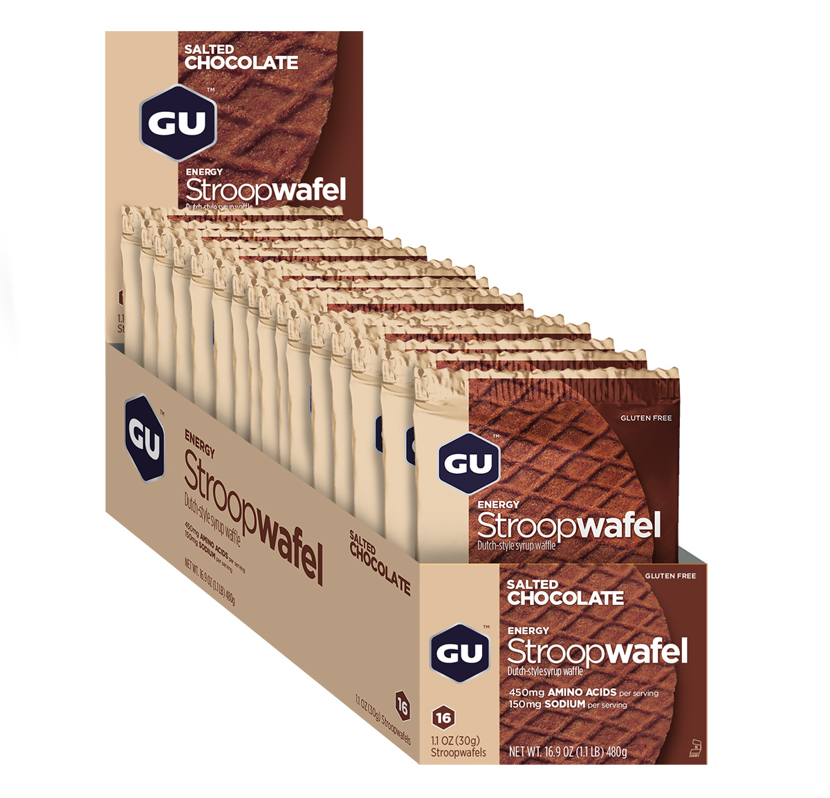 GU Stroopwafel, Salted Chocolate, 16/Count