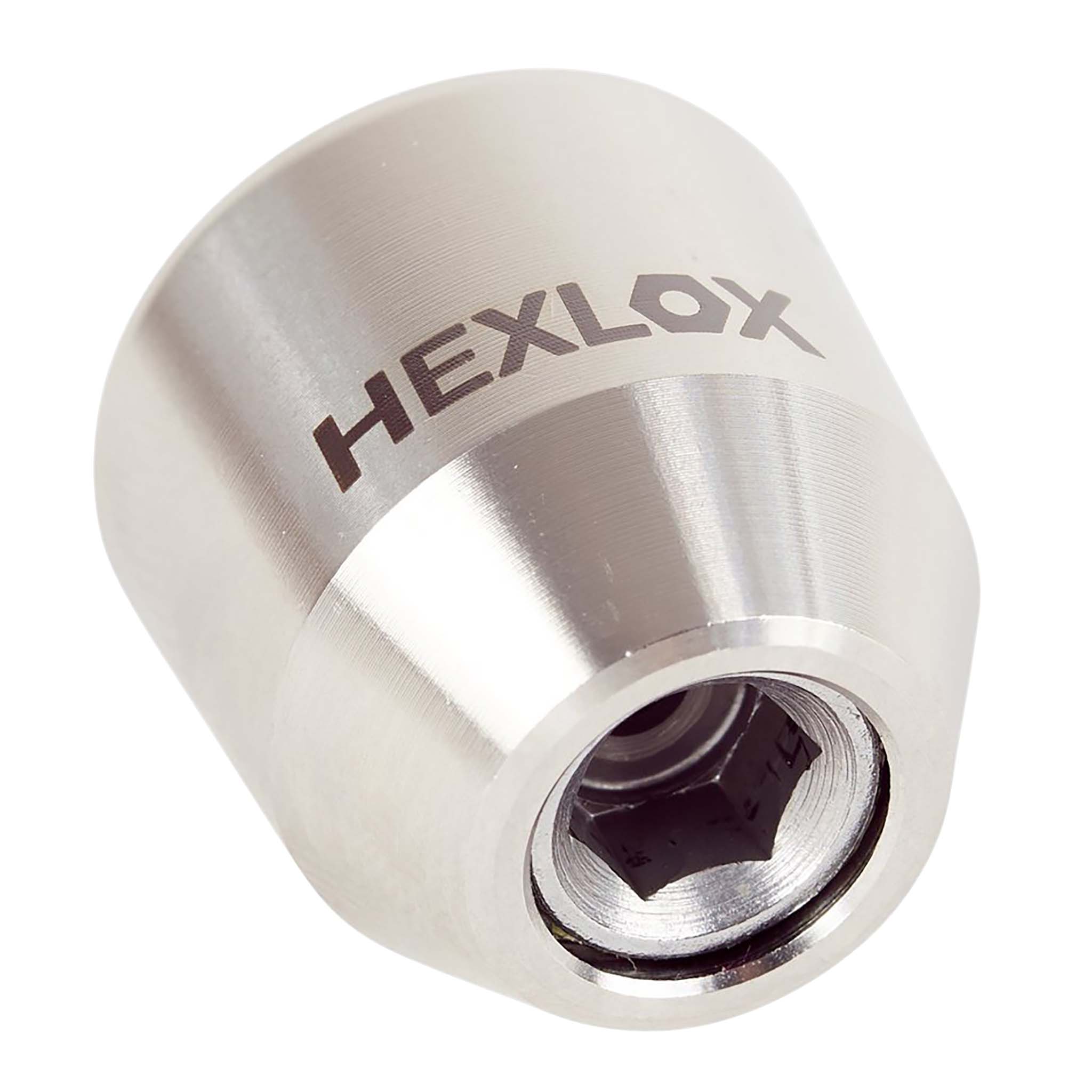Hexlox Hexnut Axle Nut, M9, Front, Silver
