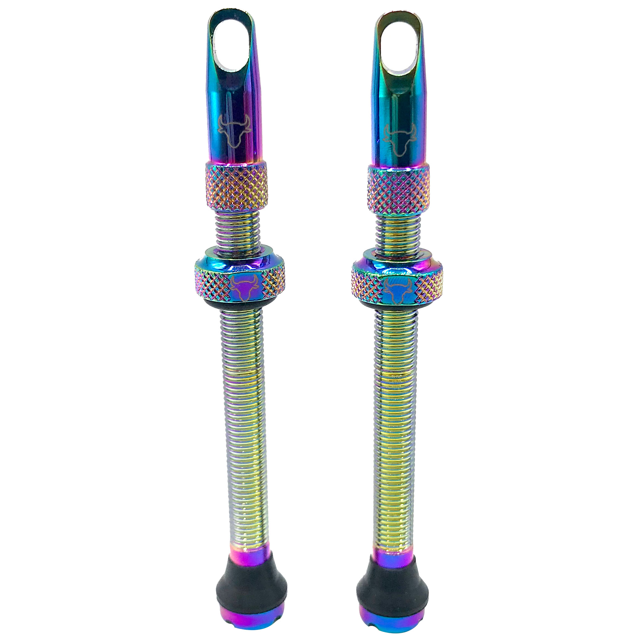 Hold Fast Cycling Tubeless Valve Stem, 65mm (Pair) - Oil Slick