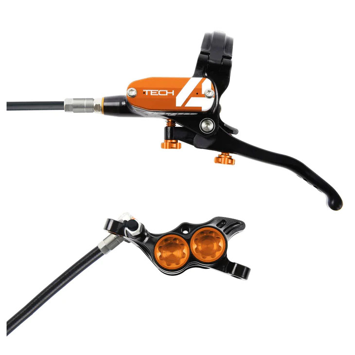 Hope Tech 4 E4 Disc Brake, Left/Front, 74mm, Orange