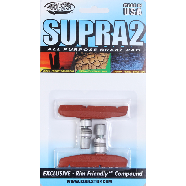 Kool Stop Supra 2 Pads, Threaded - Salmon Pr