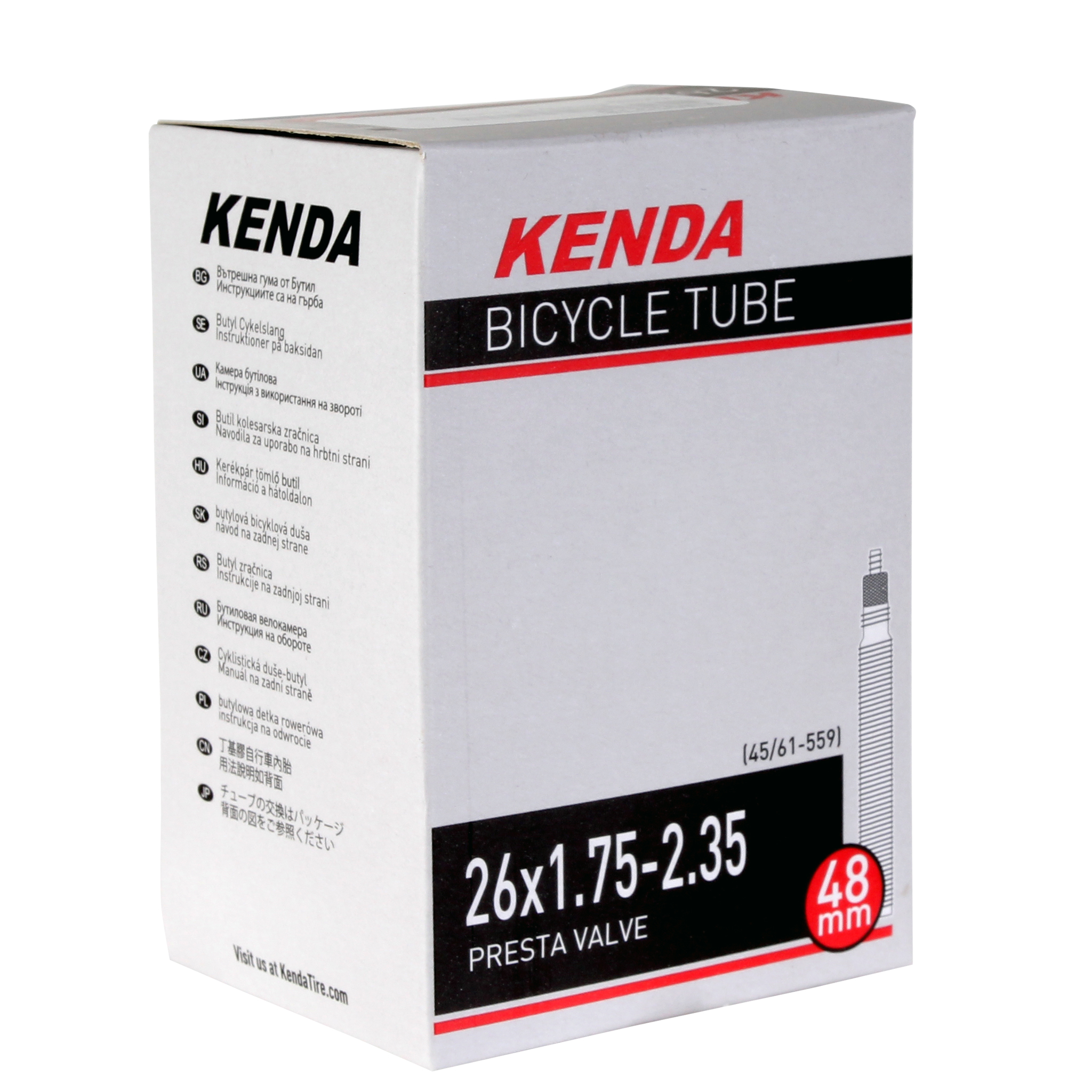 Kenda Butyl Tube, 26 x 1.75-2.35" PV/48mm - Each