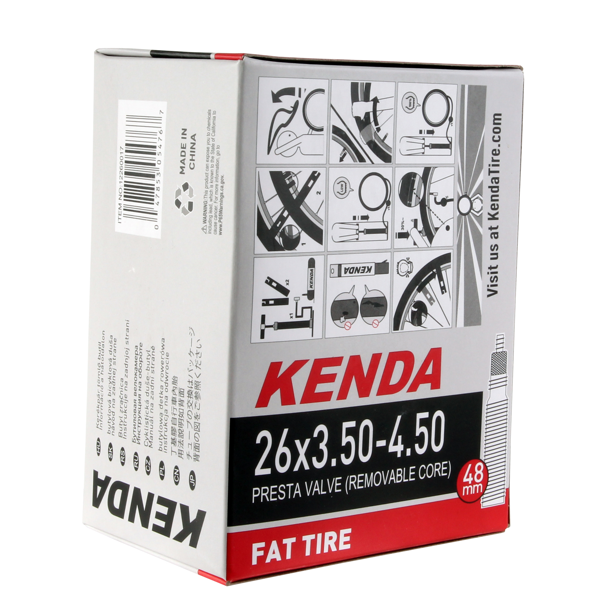 Kenda Butyl Tube, 26 x 3.5-4.5" PV/48mm RVC - Each