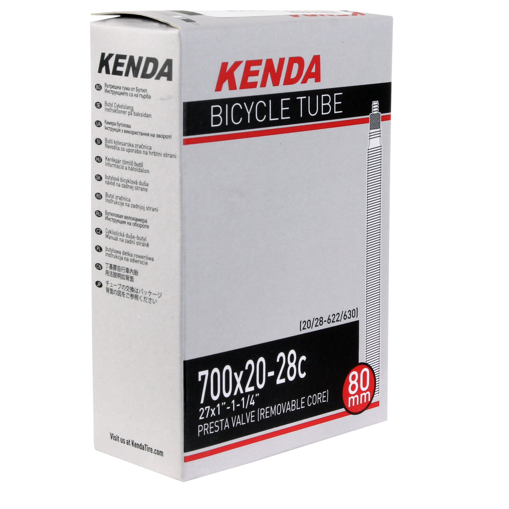 Kenda Butyl Tube, 700 x 20-28, PV 80mm RVC - Each