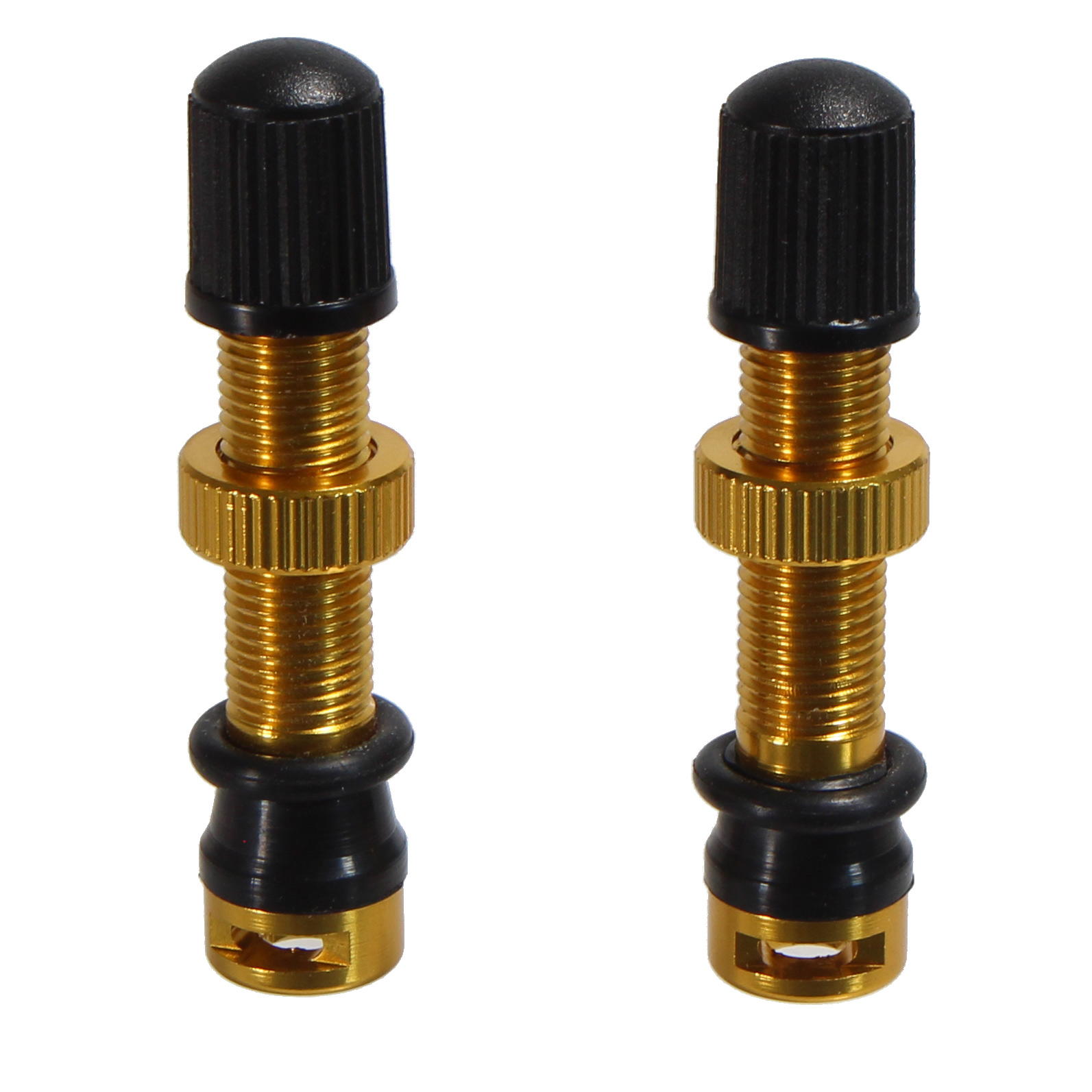 Miles Wide Schrader Valve Stem, 44mm, Pair - Gold