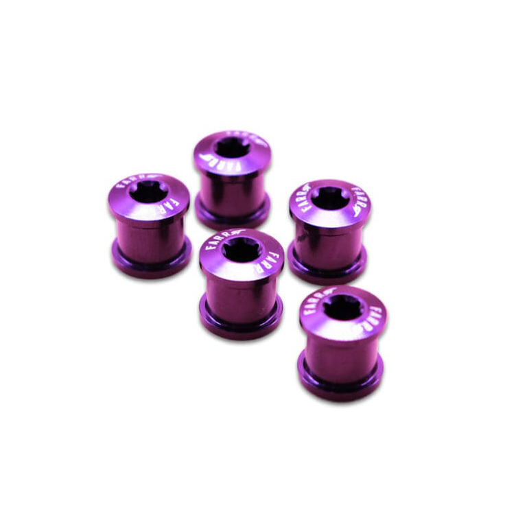 Farr-ST BMX FARR-ST Alloy Torx Chainring Bolts, 5pc Set, Purple