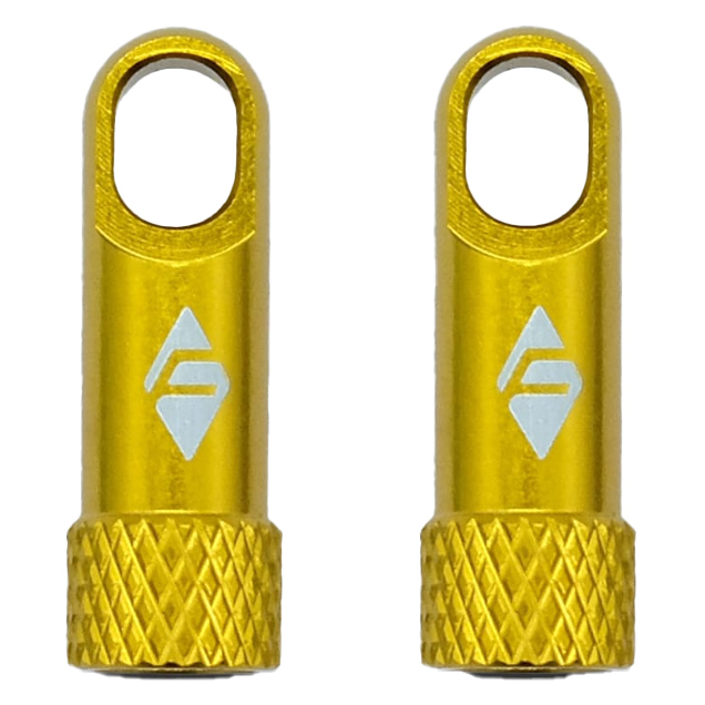 Ridefarr Presta Valve Cap with Core Remover, Gold, Pair