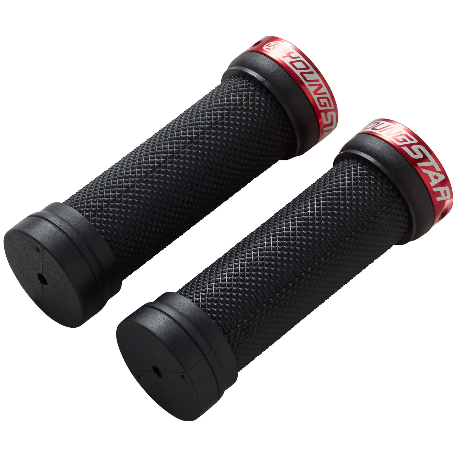 Reverse Youngstar Single Lock-On Grips, 28mm, Black/Red