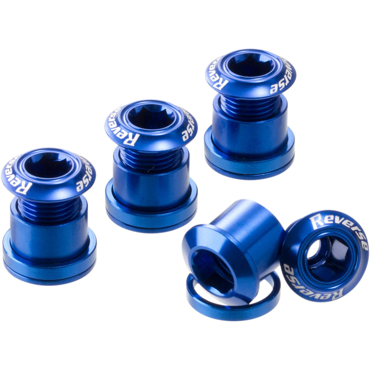 Reverse Chainring Bolt Set, 8pc - Blue