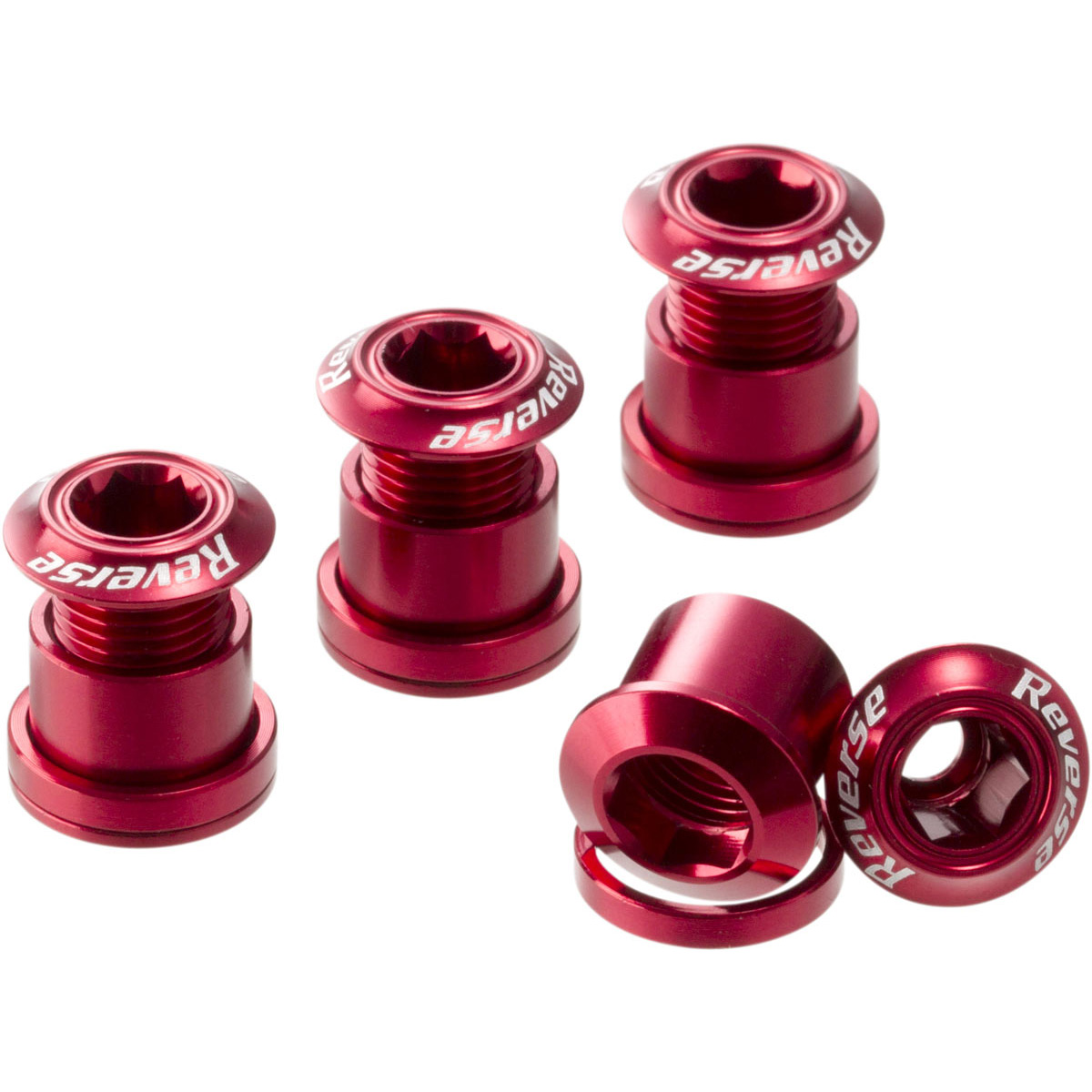 Reverse Chainring Bolt Set, 8pc - Red