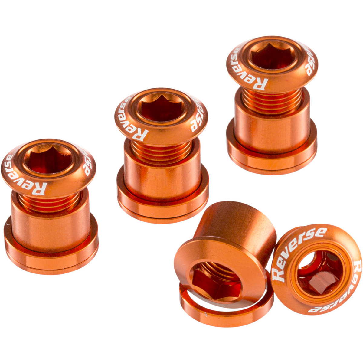 Reverse Chainring Bolt Set, 8pc - Orange