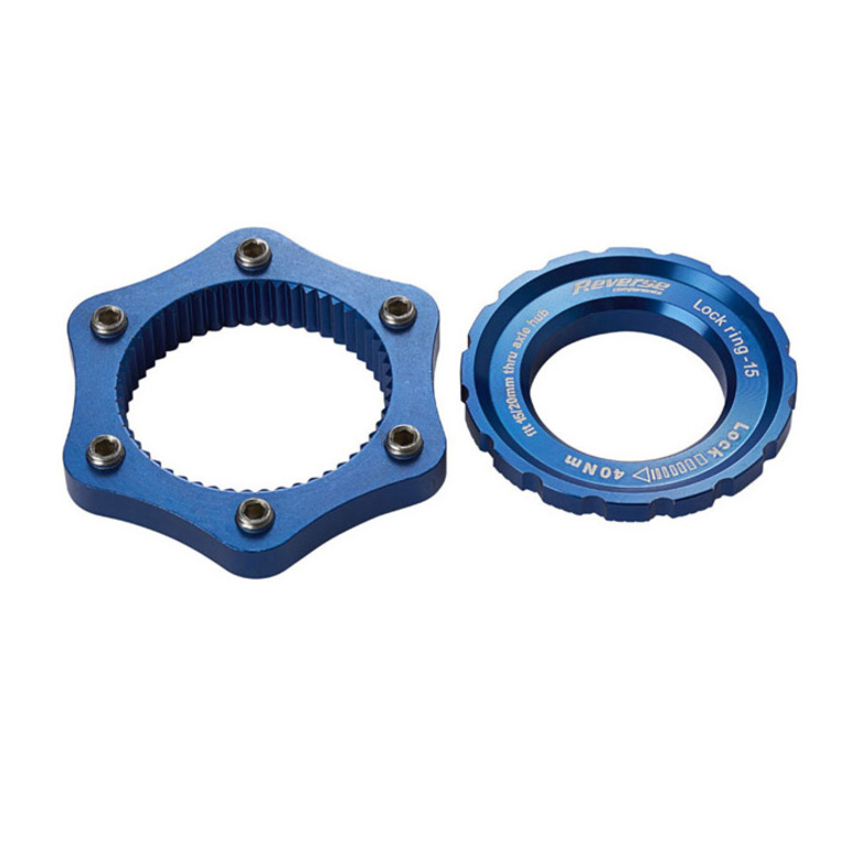 Reverse Rotor Adapter, Center Lock to 6-Bolt, Blue