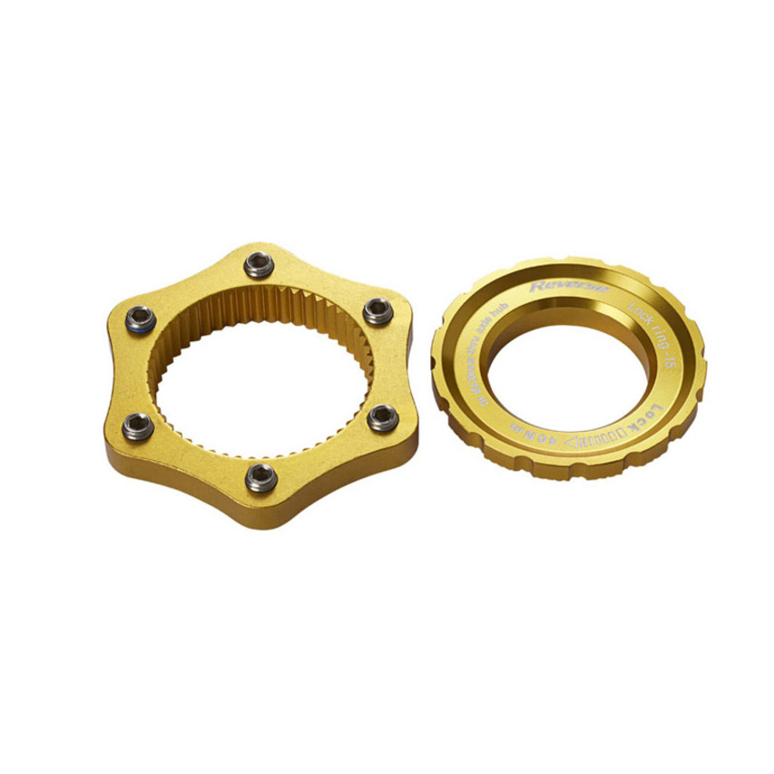 Reverse Rotor Adapter, Center Lock to 6-Bolt, Gold