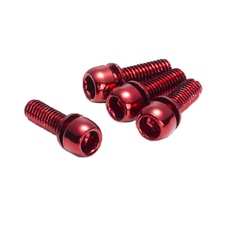 Reverse Disc Brake Caliper Bolts, M6x18, 4/Pack - Red | Bikeparts.Com