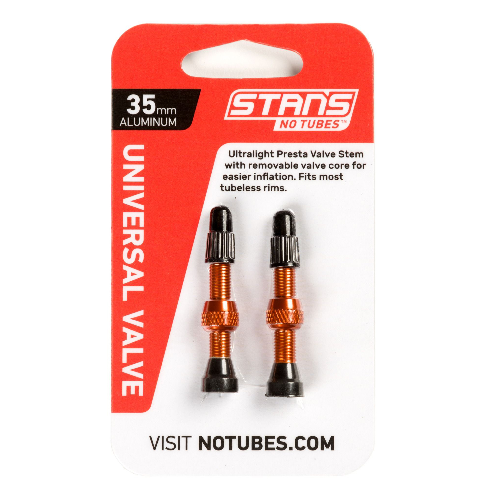 Stan's Alloy Presta Valve Stem, 35mm Universal, Orange 