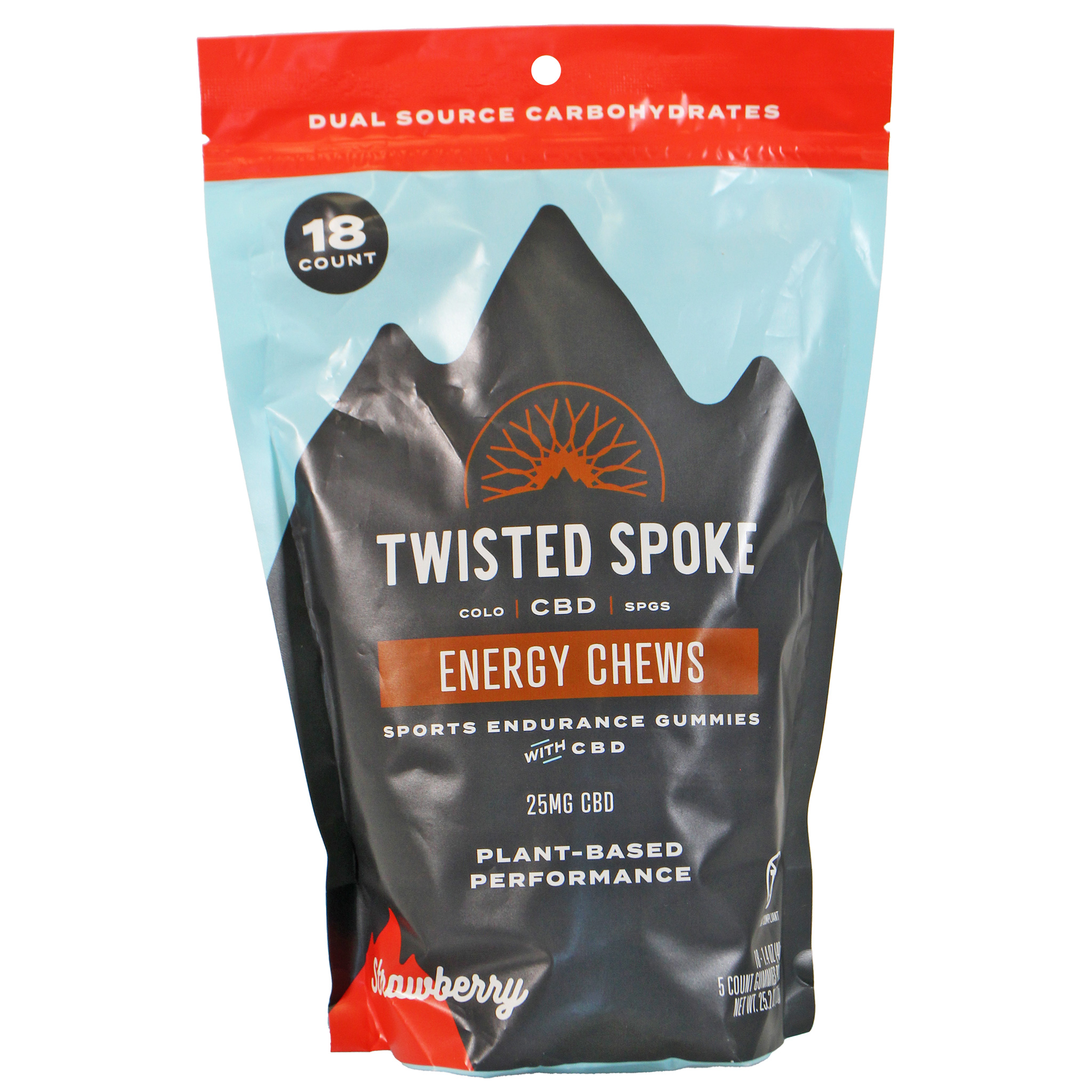 Twisted Spoke CBD CBD Energy Chew Gummies, Strawberry - 18pk/Case