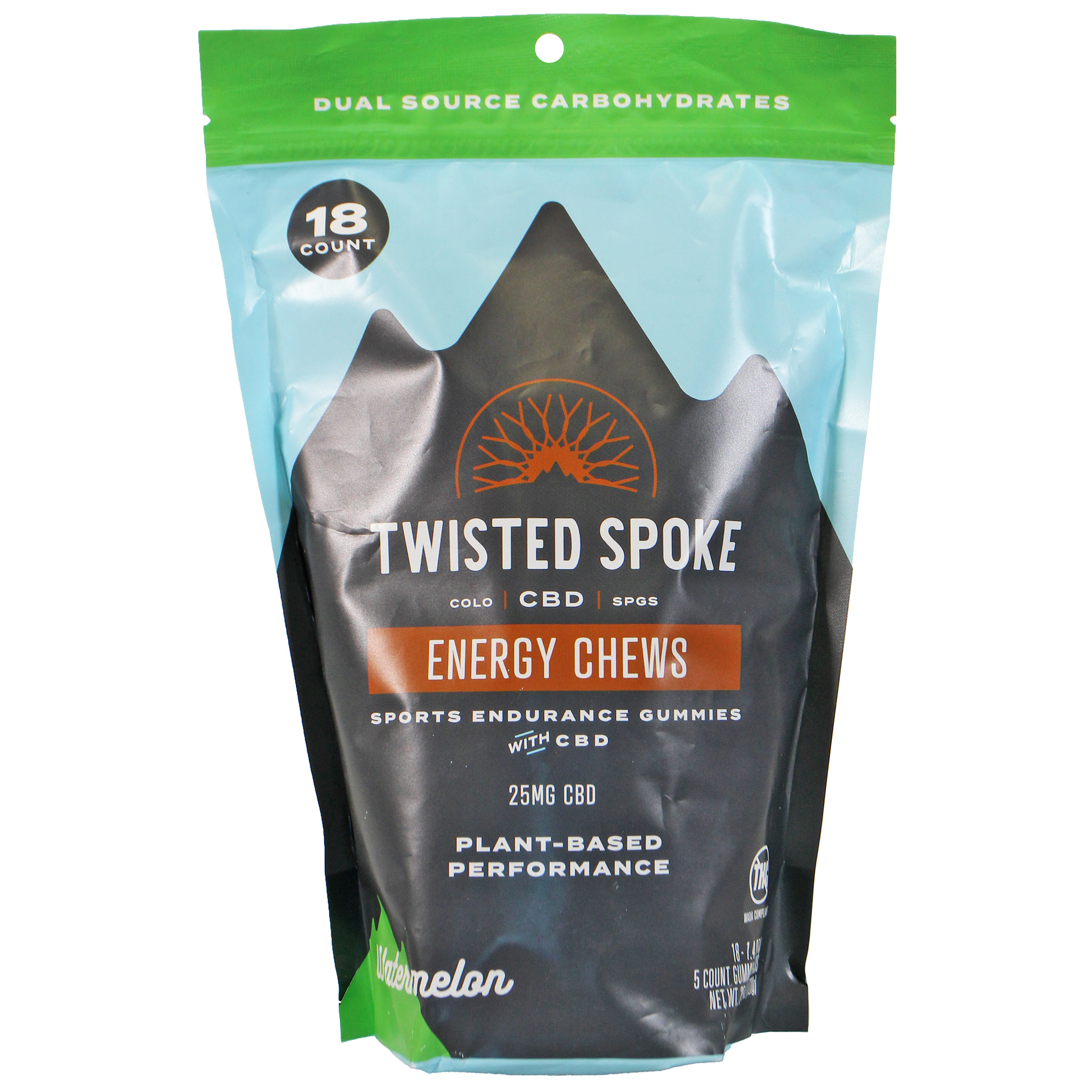 Twisted Spoke CBD CBD Energy Chew Gummies, Watermelon - 18pk/Case