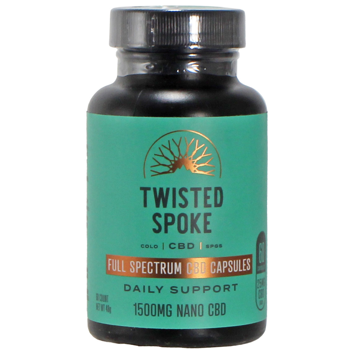 Twisted Spoke CBD Full Spectrum CBD Nano Capsules, 60ct - 25mg