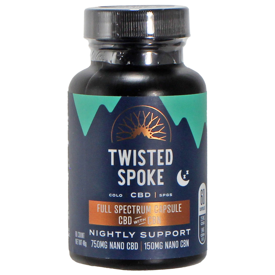 Twisted Spoke CBD Full Spectrum CBN Nano Capsules, 60ct - 25mg