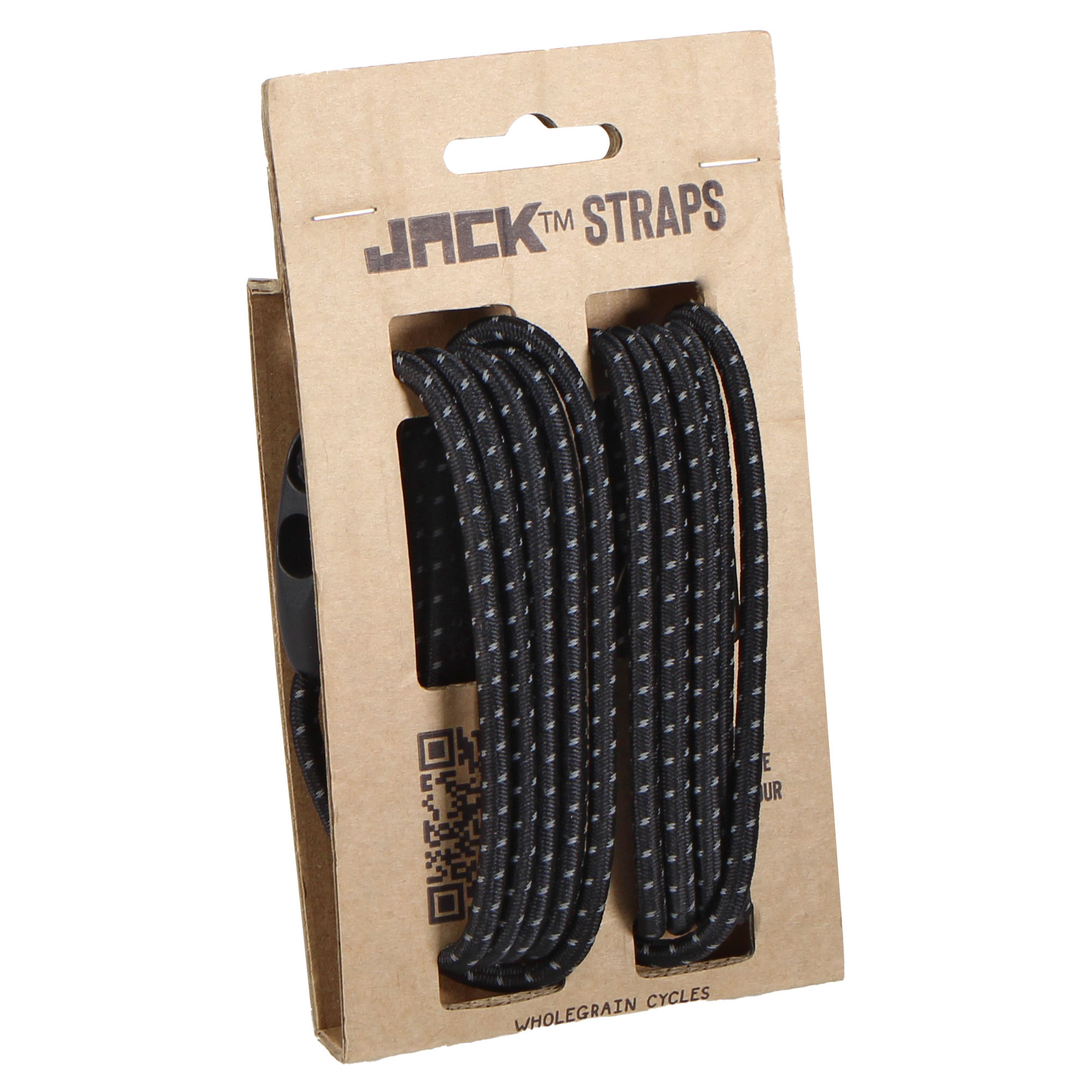 Wholegrain Cycles Jack Straps, Bungee with Buckle, Black, Pair