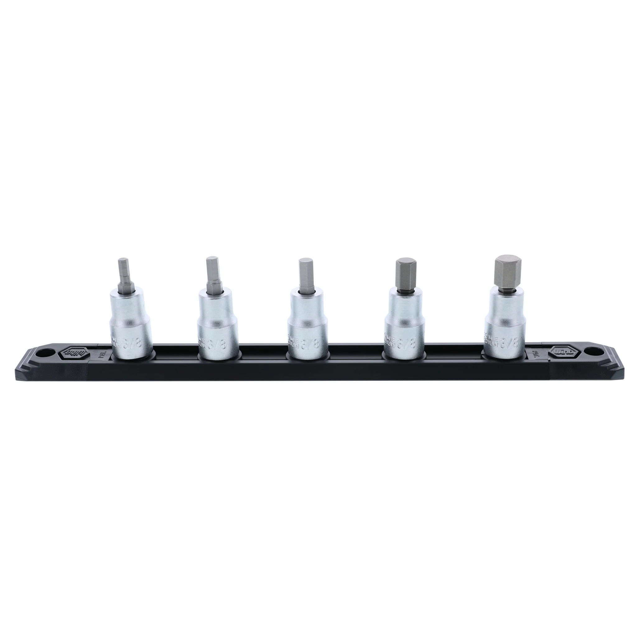 Wiha Tool Hex Socket Set, 3/8" Drive, Metric 4-10mm, set/5